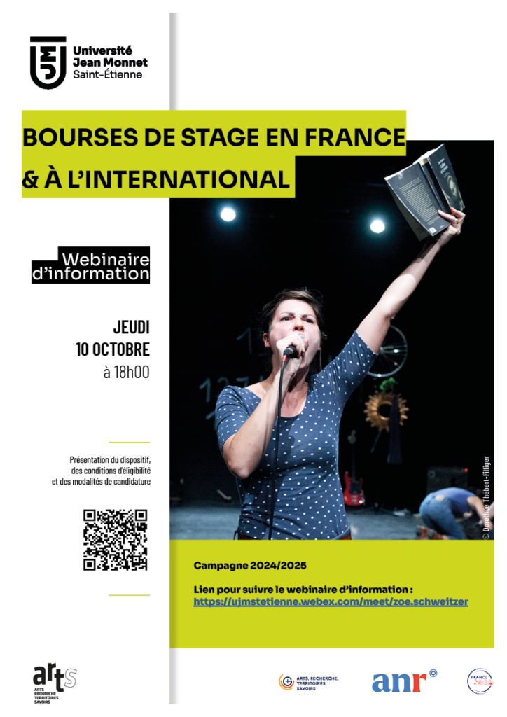 affiche d'un webinaire de présentation des bourses étudiantes stage France et international