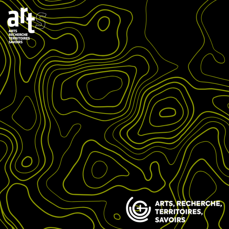 lignes vert-jaunes sur le fond noire avec des logos de l'Institut ARTS et de la Graduate+ ARTS